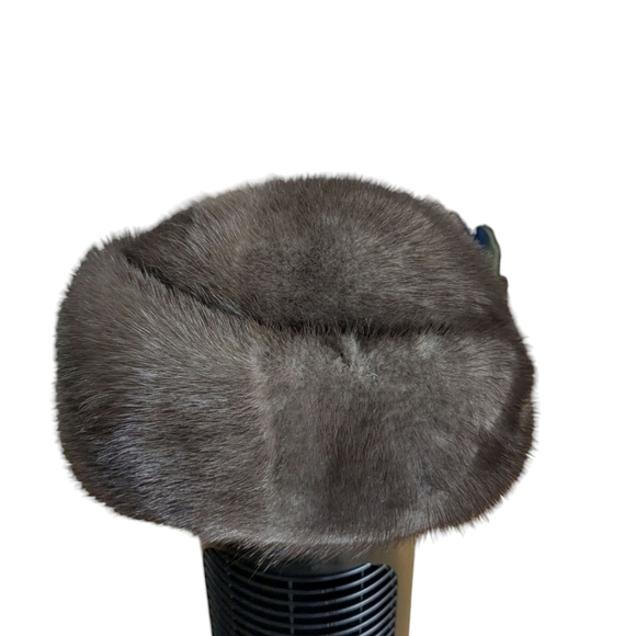 Vintage Creation Vittorio Mink Fur Lined Hat Brown Tan - Picture 4 of 7